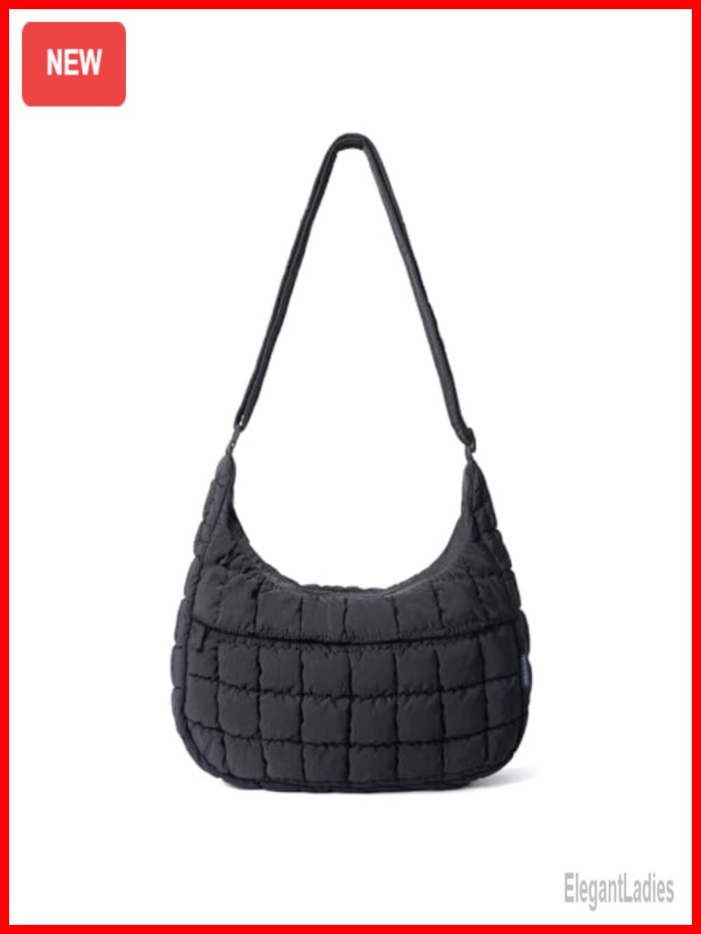Nylon Quilted Puffer Crossbody Hobo Bag Lightweight Travel Purse